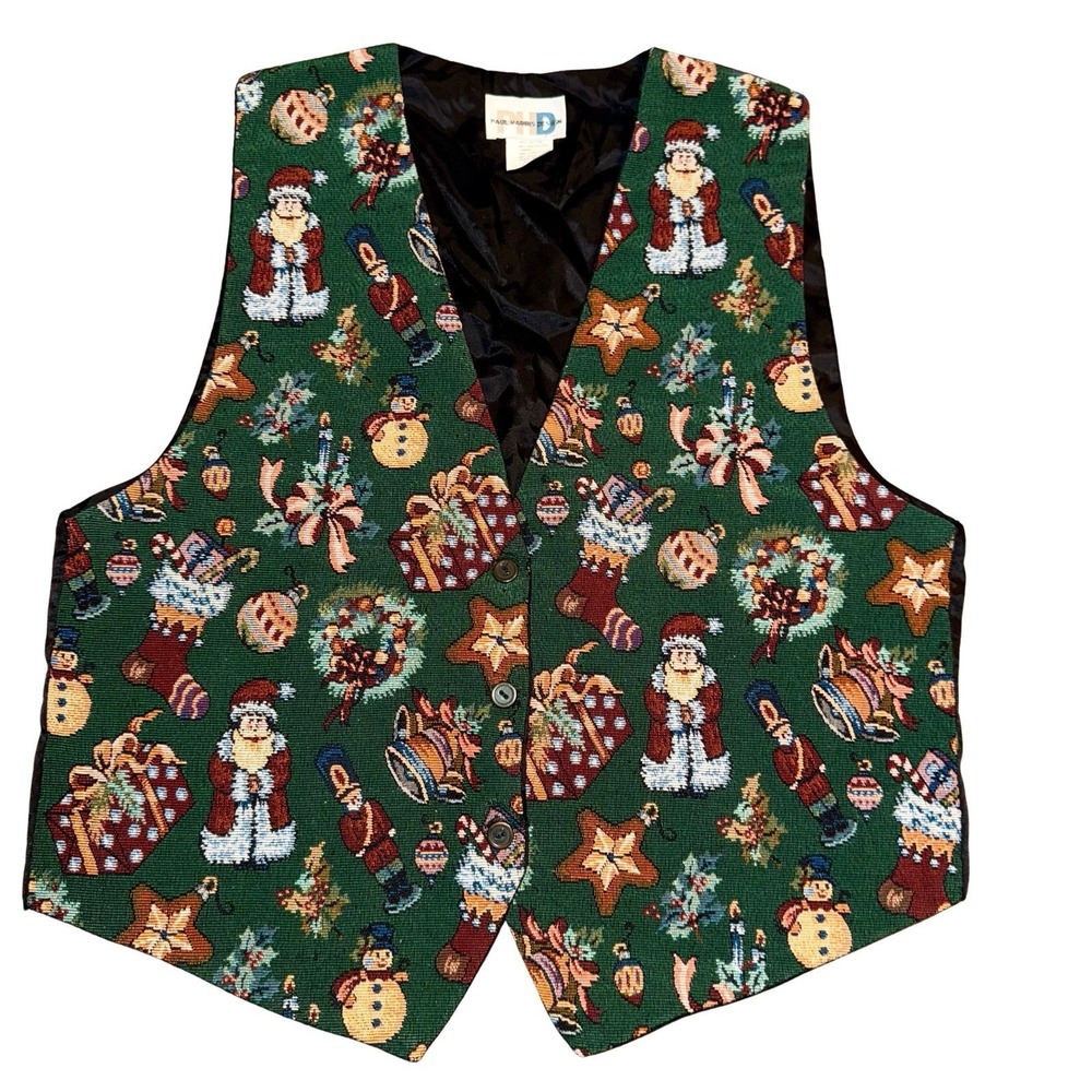Vintage Christmas‎ Tapestry Vest Womens Large PHD Snowman Grannycore Festive